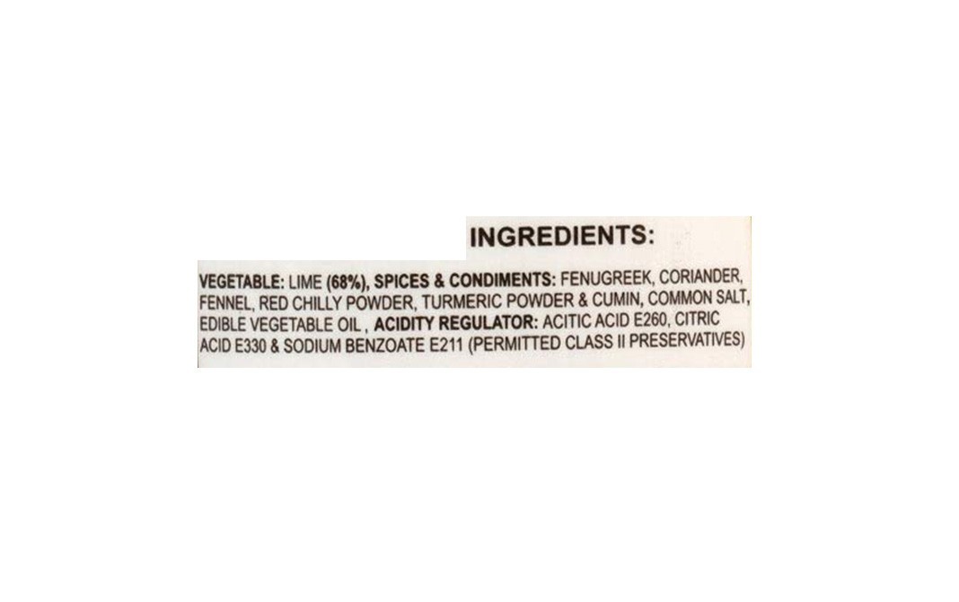Pachranga's farm Fresh Lime Pickle    Plastic Jar  1 kilogram
